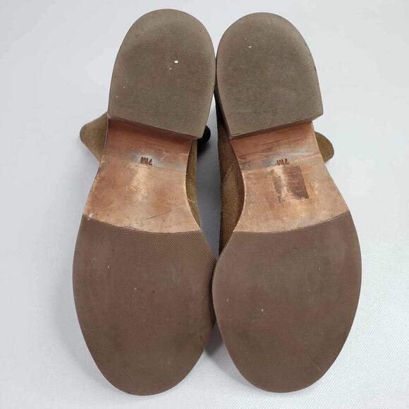 Tory Burch Womens Green Brown Suede Block Heel Ankle Boots Booties Size 7 - Picture 5 of 11